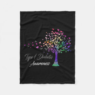 Tree Ribbon Type 1 Diabetes Awareness Fleece Blanket