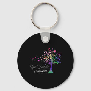 Tree Ribbon Type 1 Diabetes Awareness  Keychain