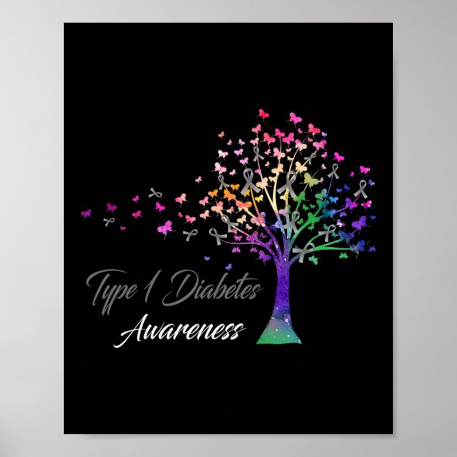 Tree Ribbon Type 1 Diabetes Awareness  Poster (Front)