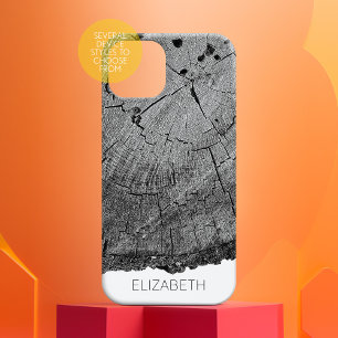 Tree Ring Print Black White Nature Wood Cut Name iPhone 17 Case