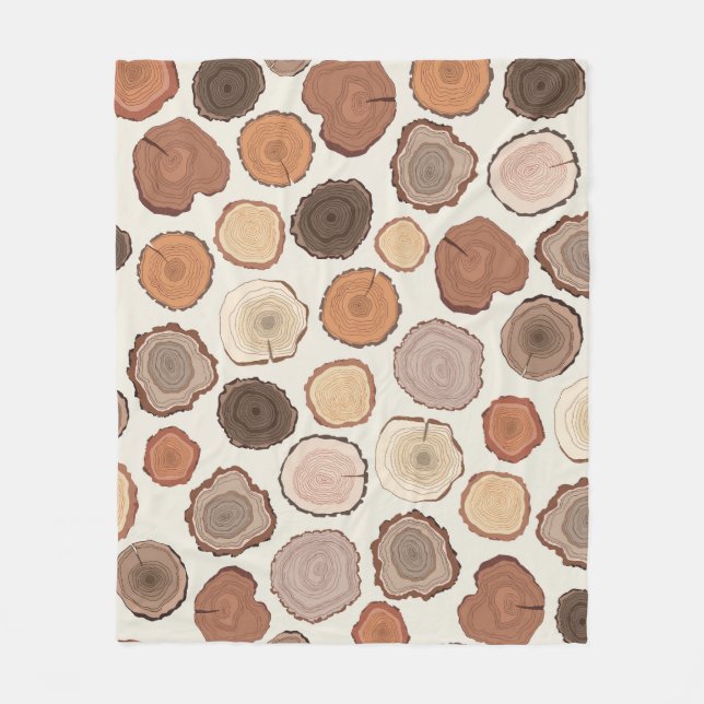 Tree Rings Forest Doodle Pattern Fleece Blanket (Front)