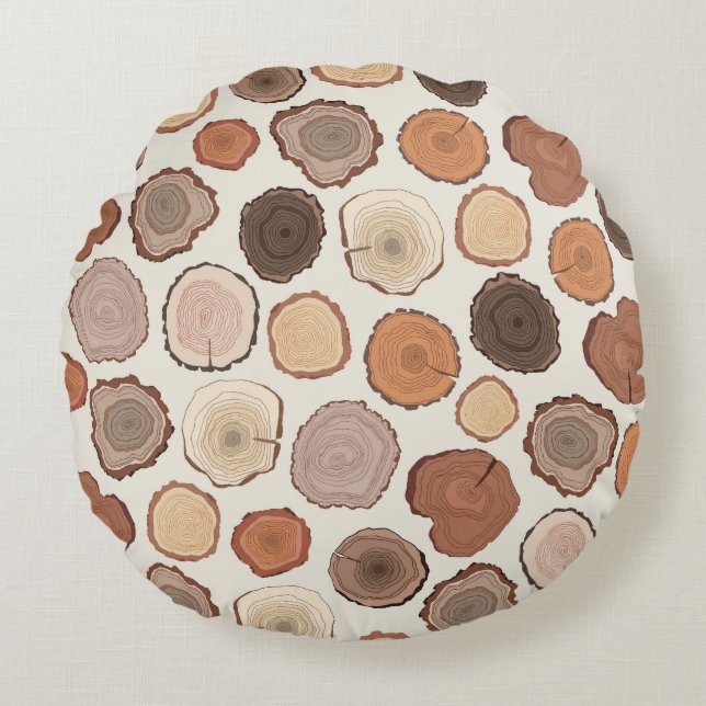 Tree Rings Forest Doodle Pattern Round Pillow (Front)