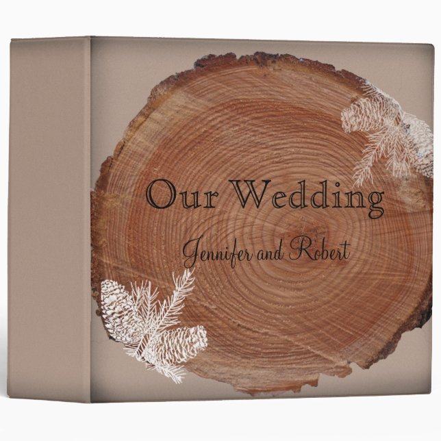 Tree Rings Rustic Country Wedding Binder (Front/Spine)