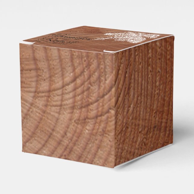 Tree Rings Rustic Country Wedding Favor Box (Front Side)