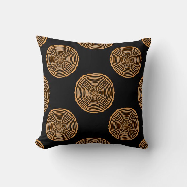 Tree Rings Seamless Pattern. Saw cut tree trunk ba Throw Pillow (Front)