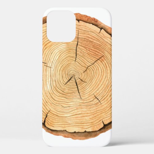 Tree rings Watercolor illustration hand drawn ab iPhone 12 Case
