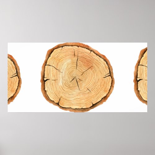 Tree rings Watercolor illustration hand drawn ab Poster