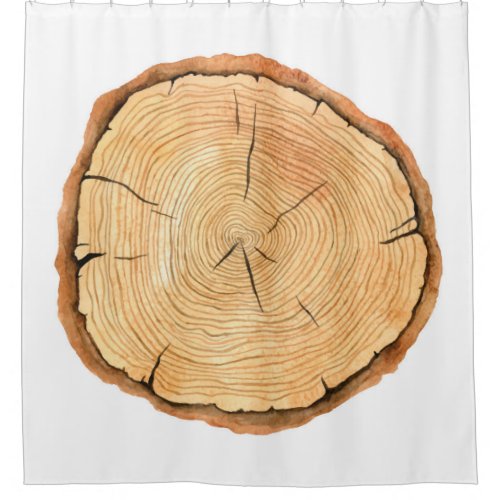 Tree rings Watercolor illustration hand drawn ab Shower Curtain