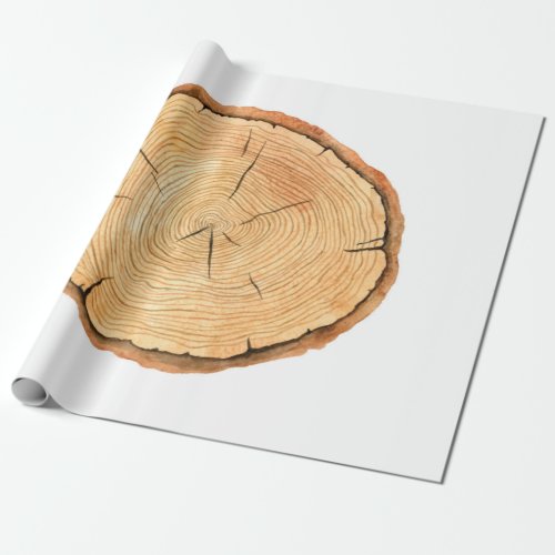 Tree rings Watercolor illustration hand drawn ab Wrapping Paper