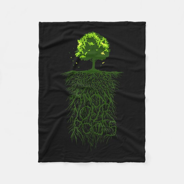 Tree Root Know Your Origin Nature Environmental Fleece Blanket (Front)