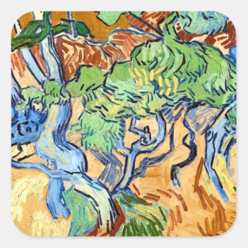 Tree Roots 1890 botanical art Van Gogh scrapbook Square Sticker