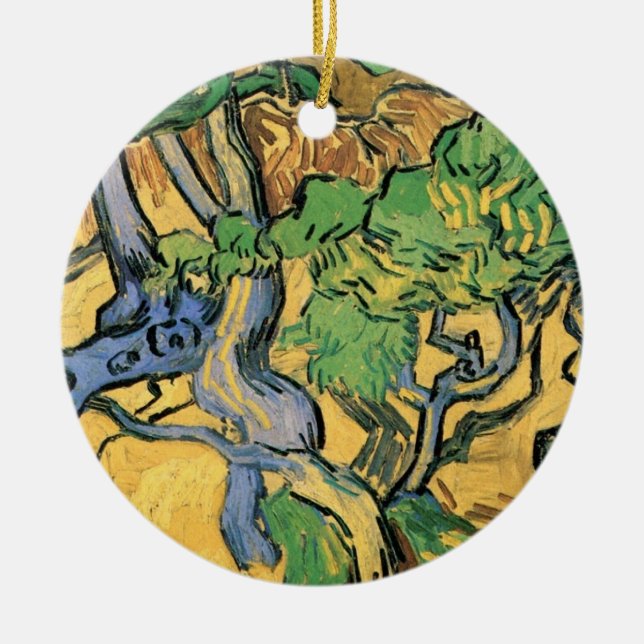 Tree Roots and Trunks by Vincent van Gogh Ceramic Ornament (Front)