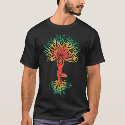 Tree Roots Night Ornament Mandala Practice Spiritu T_Shirt