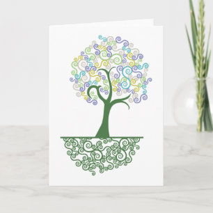Tree ~ Roots of Life Colorful Scroll Trees Card
