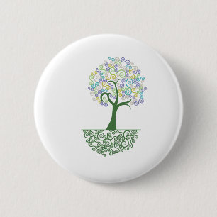 Tree ~ Roots of Life Colorful Scroll Trees Pinback Button