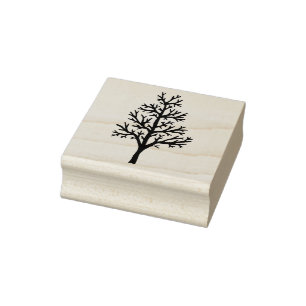 Tree rubber stamp, floral rubber stamp, leaves stamp