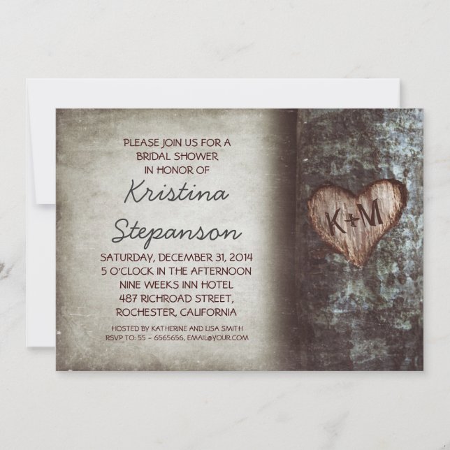 Tree rustic bridal shower invitations (Front)