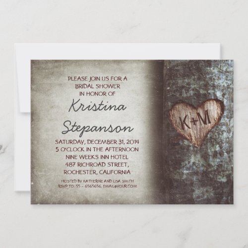 Tree rustic bridal shower invitations