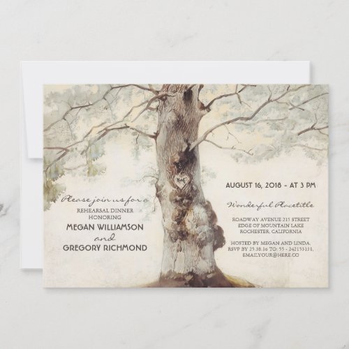 Tree Rustic Rehearsal Dinner Invitation