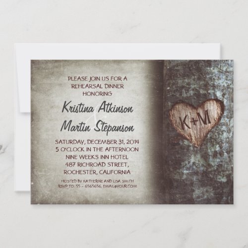 Tree rustic rehearsal dinner invitations