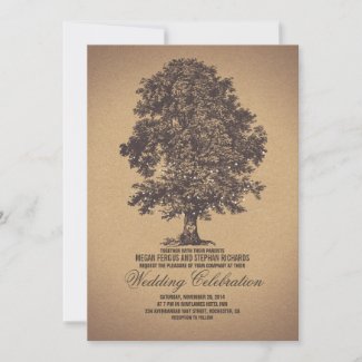 Tree Rustic Vintage Wedding Invitations