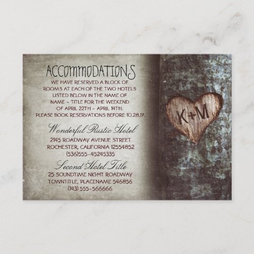 tree rustic wedding accommodations cards personalized announcement