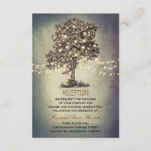tree rustic wedding reception  driving directions enclosure card