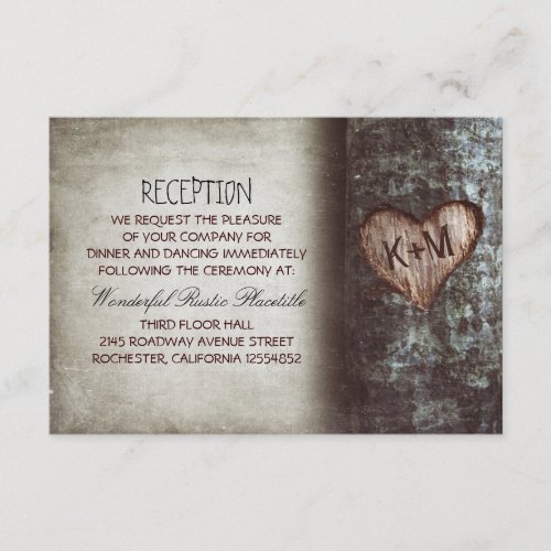 tree rustic wedding reception  driving directions enclosure card