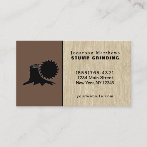 Tree Saw Stump Grinding Removal Business Card