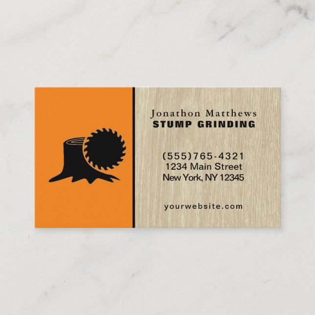 Tree Saw Stump Grinding Removal Business Card (Front)