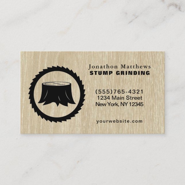 Tree Saw Stump Grinding Removal Business Card (Front)