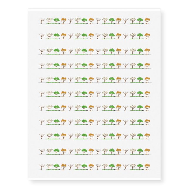 Tree Seasons Spring Summer Winter Fall Design Temporary Tattoos (Front)