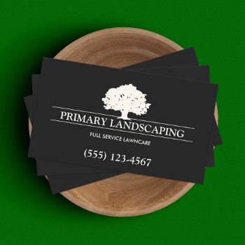 Tree Service And Lawn Care Landscaper Black Business Card by sm_business_cards at Zazzle