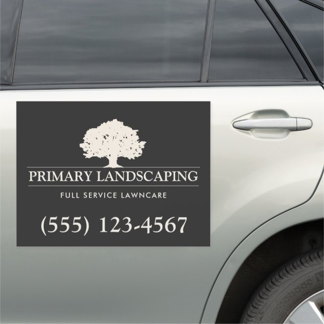 Tree Service and Lawn Care Landscaper Black Car Magnet (In Situ)