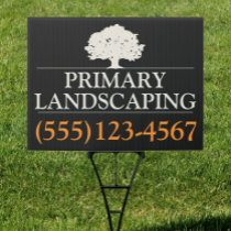 Tree Service and Lawn Care Landscaper Black Sign