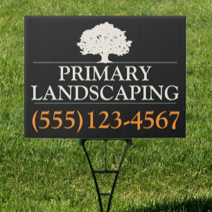 Tree Service and Lawn Care Landscaper Black Sign