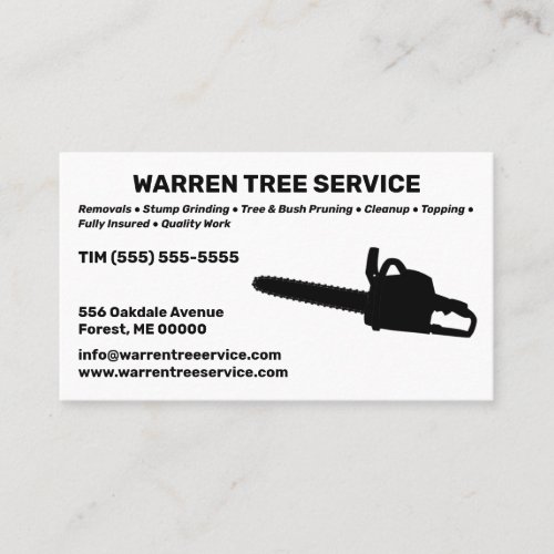 Tree Service Company  Business Card