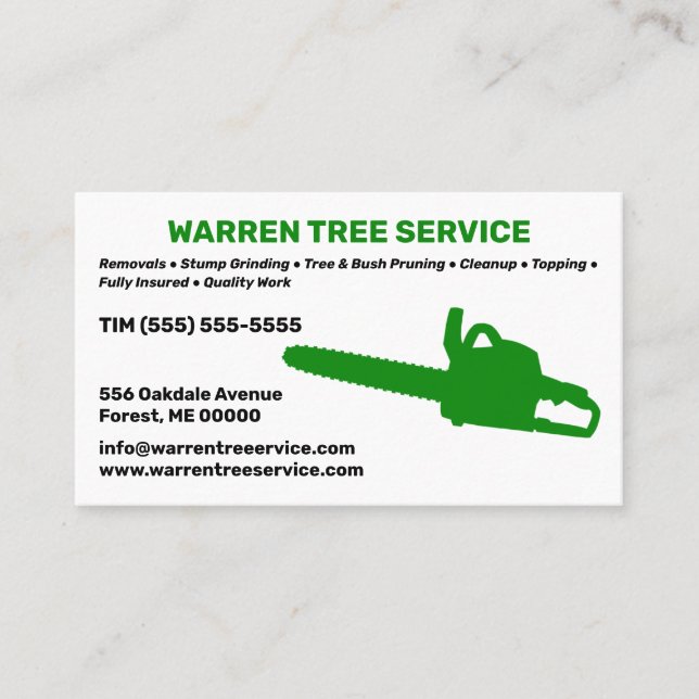 Tree Service Company  Business Card (Front)