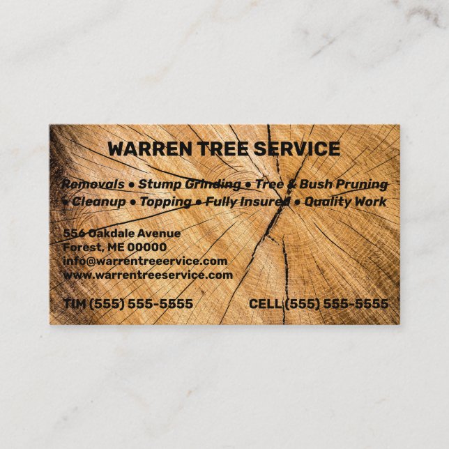 Tree Service Company  Business Card (Front)