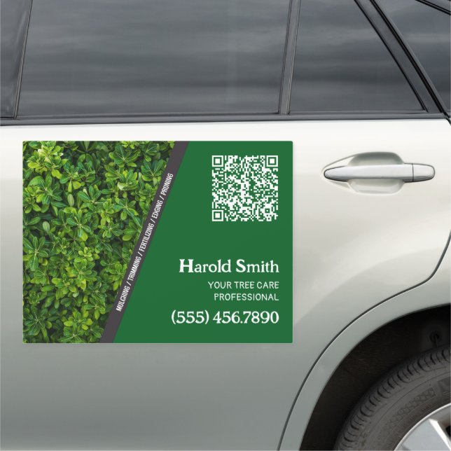 Tree Service Custom QR Business Car Magnet (In Situ)