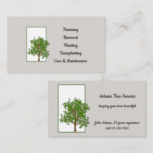 Tree Service or Arborist - Light Gray Business Card | Zazzle