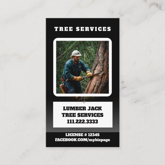 *~* Tree Services Lumber Jack  Man QR Forest Business Card (Front)