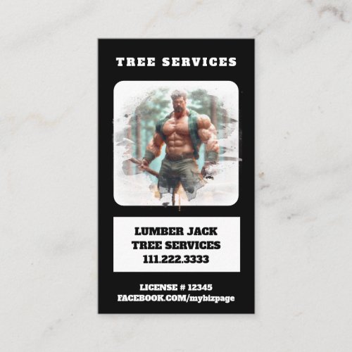 *~* Tree Services Lumber Jack Tree Man QR  Business Card
