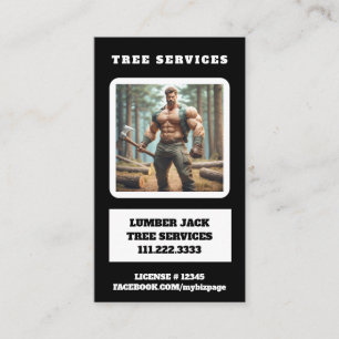 *~* Tree Services Muscular Lumber Jack Tree QR Business Card