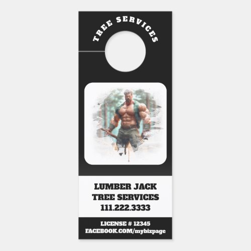 *~* Tree Services QR Lumber Jack Door Door Hanger
