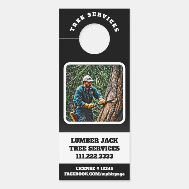 *~* Tree Services QR MAN TREE  Door Hanger (Front)