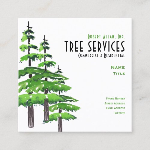 Tree Services Square Business Card