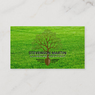 Tree Shovel Logo Grass Landscaping Business Card