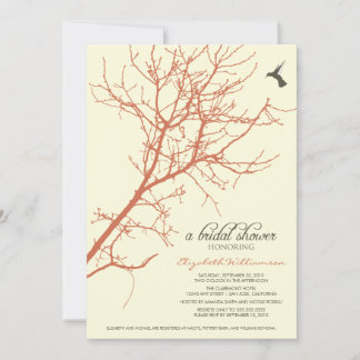 Tree Silhouette Bridal Shower Invitation (coral)