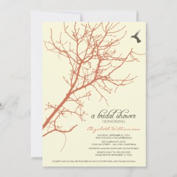 Tree Silhouette Bridal Shower Invitation (coral) by TheWeddingShoppe at Zazzle